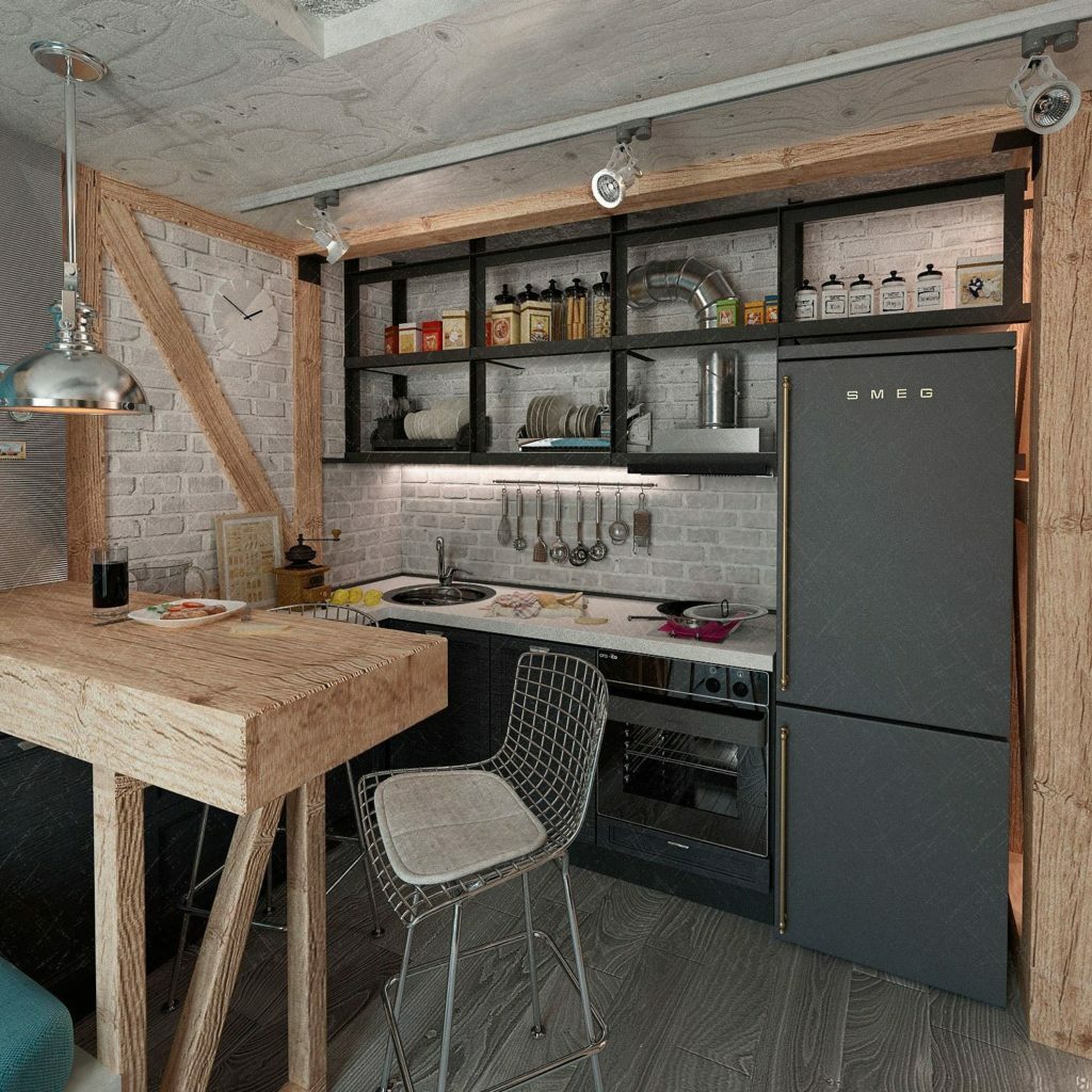 Loft-style kitchen design: design recommendations