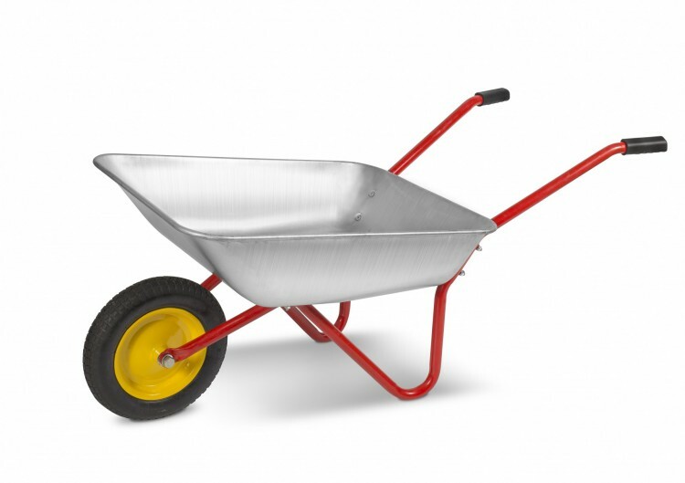single-wheeled garden wheelbarrow