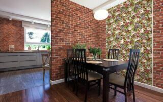 Brick wallpaper in the interior of the kitchen