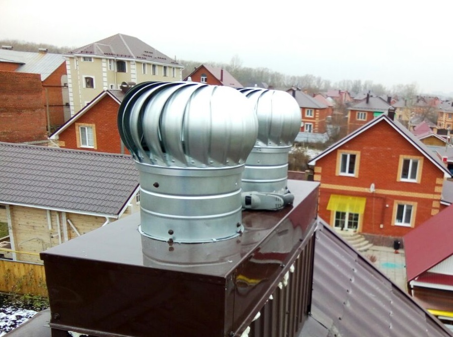 Turbinedeflectors op de ventilatieschacht