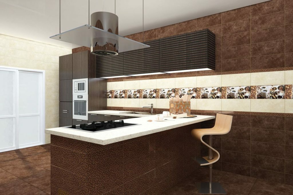 brown tile kitchen