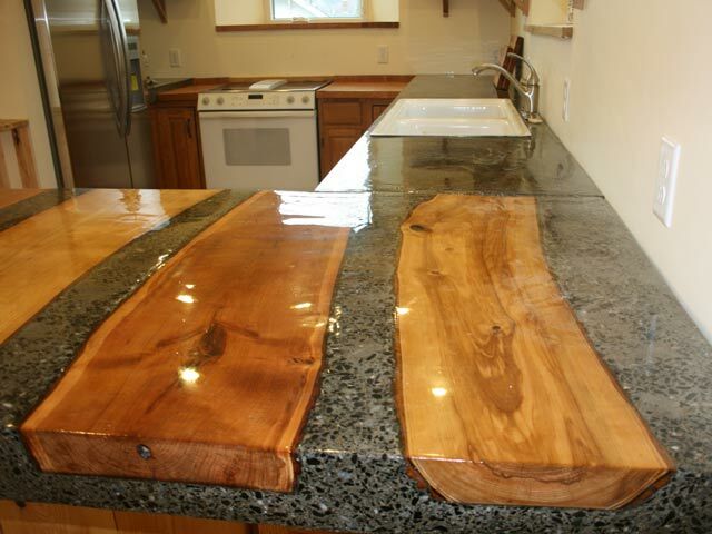 Concrete countertop with wood