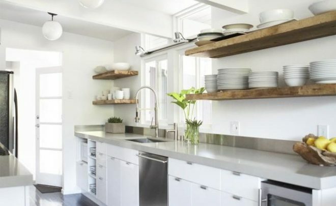 shelves in the kitchen instead of wall cabinets