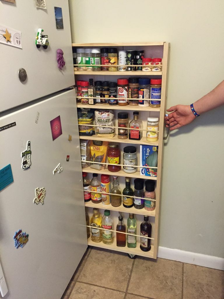 shelf behind the refrigerator