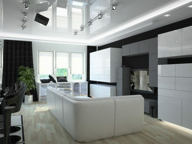 High-tech style in the living room kitchen