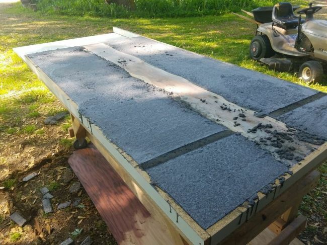 Pouring concrete and wood countertops
