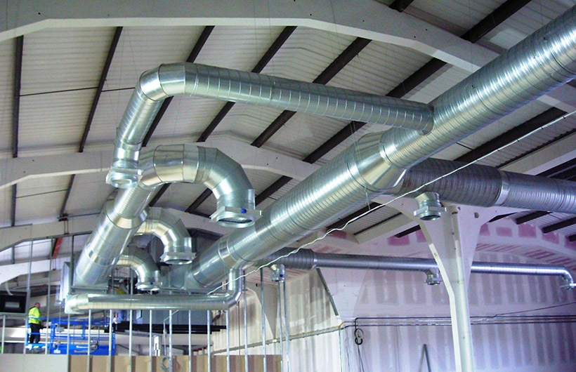 Air ducts in an industrial facility