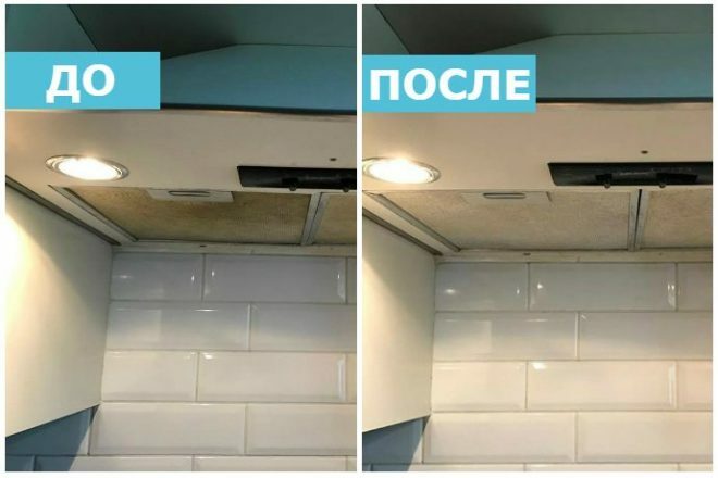 Cooker hood before and after cleaning