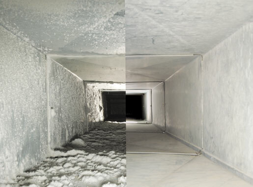 Comparison of the duct before and after cleaning