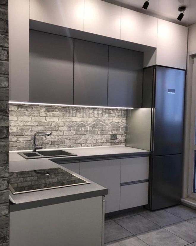 Gray loft-style kitchen
