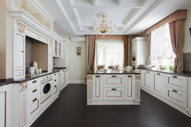 Klasisks virtuves dizains: kā izvēlēties, funkcijas