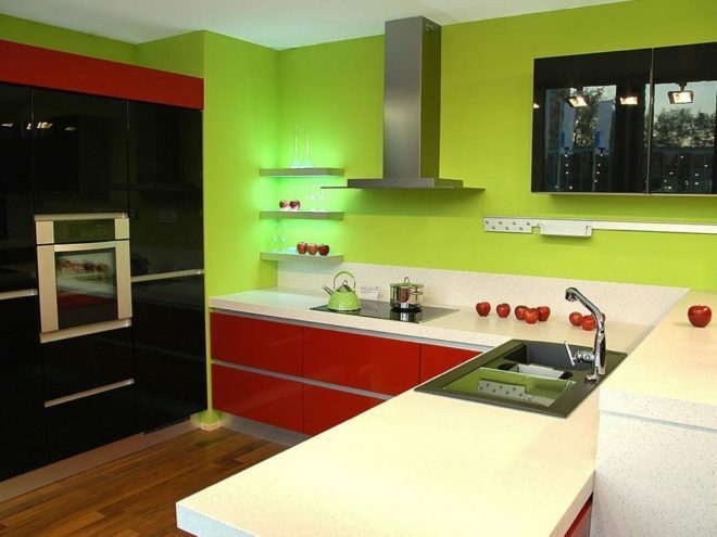 Farbkombinationen in der roten Küche 1