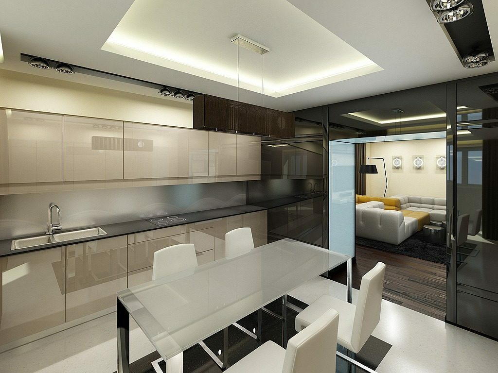 kitchen studio in high-tech style