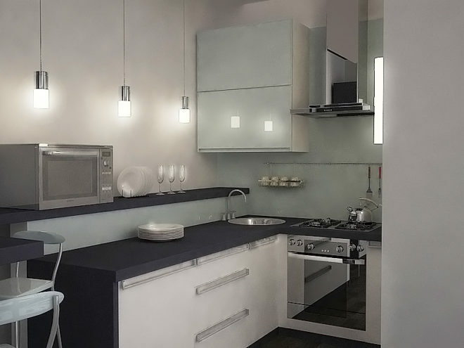 Køkkendesign i stil med minimalisme: designregler, foto