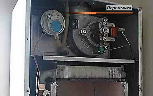 Jumper closing the boiler pressure switch