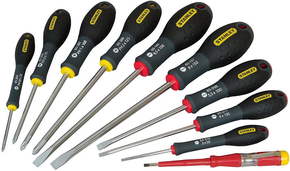 Slotted screwdriver: Marking and dimensions of the slotted screwdriver