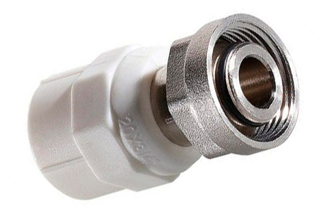 Plastic fitting with metal cone nipple and swivel nut
