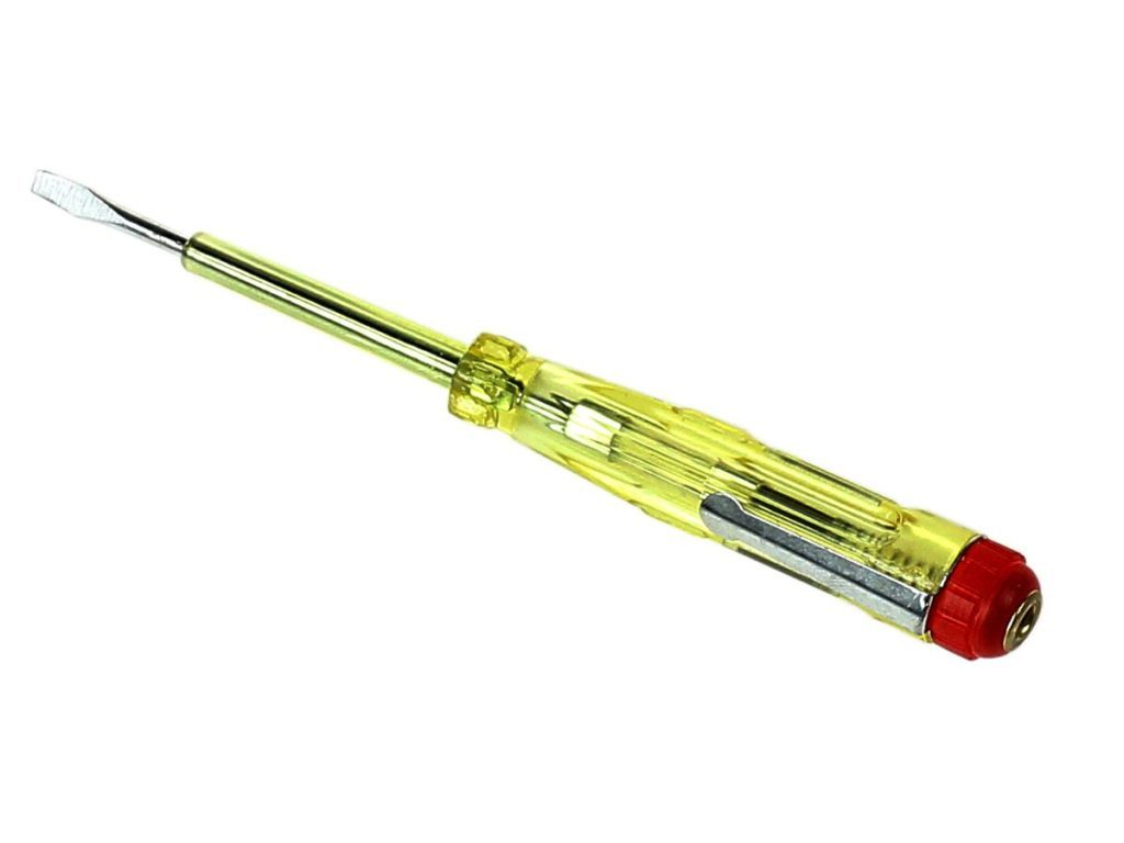 Screwdriver for checking voltage.