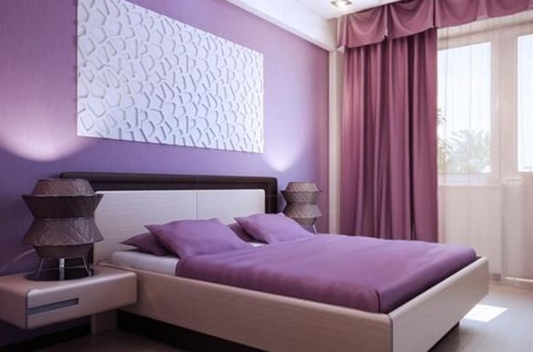 Camera da letto in tonalità lilla