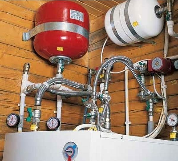 Expansion tank for gas heating
