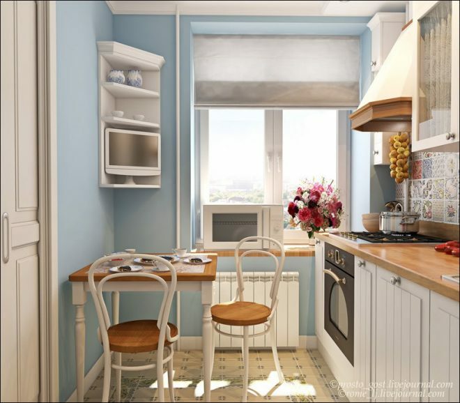 Design of a small white kitchen 6 msup2sup in Khrushchev
