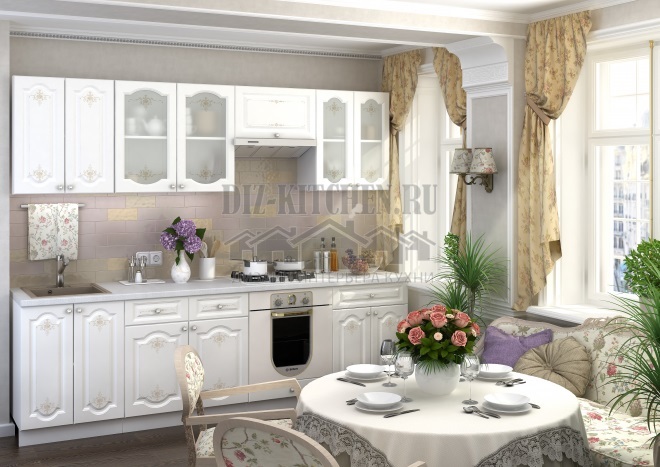 White MDF kitchen in Rococo style