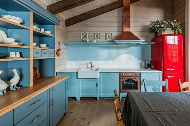 Scandinavian style turquoise kitchen 
