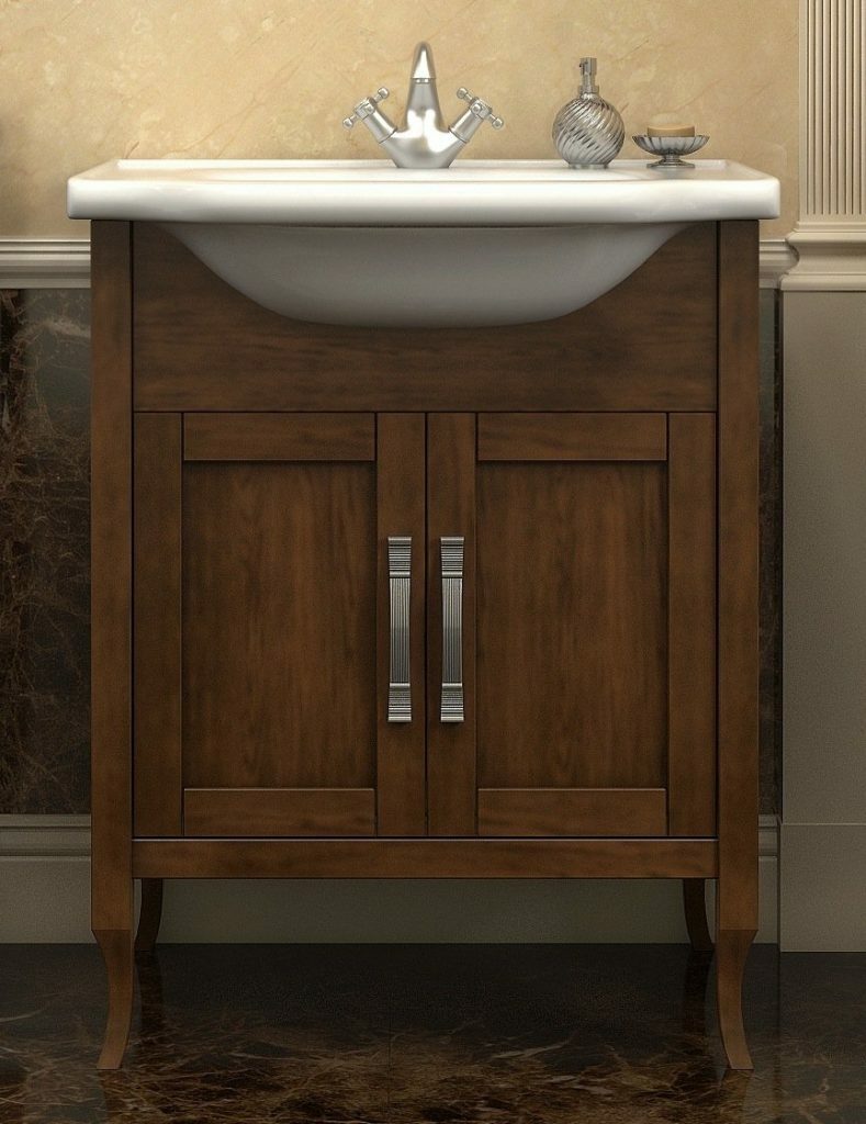 Option of a vanity unit made of solid wood.