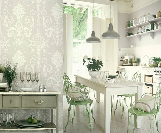 Wallpaper in the interior of the kitchen 