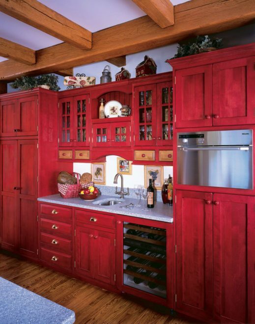 cozinha campestre vermelha