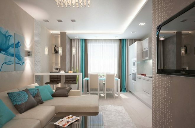 Kuchyně obývací pokoj 16 m2: design, fotografie, nejlepší příklady