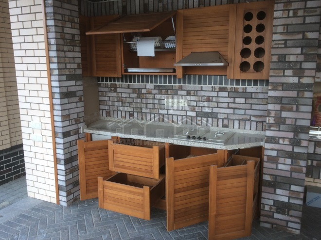 Outdoor straight four-section ash kitchen