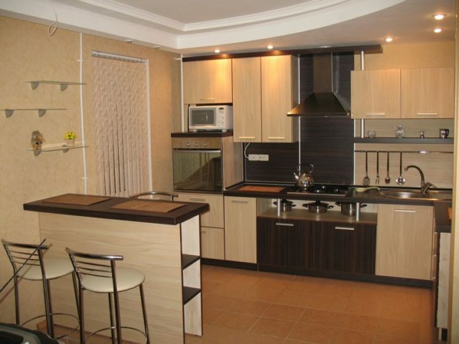 Combination of MDF and laminated chipboard of kitchen furniture
