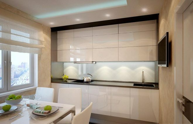 High-tech style kitchen living room