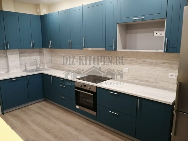 Blue neoclassical kitchen
