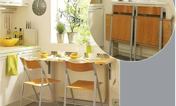 Arrangement of chairs in a small kitchen