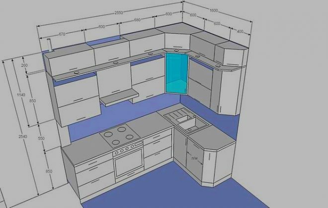 Konyharajz az összes szekrény méreteivel: Barkács bútorkészítés