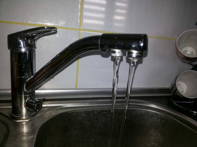 Faucet with two holes