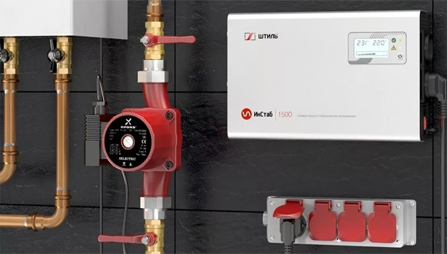 Voltage stabilizer at the input of the mains to the gas boiler