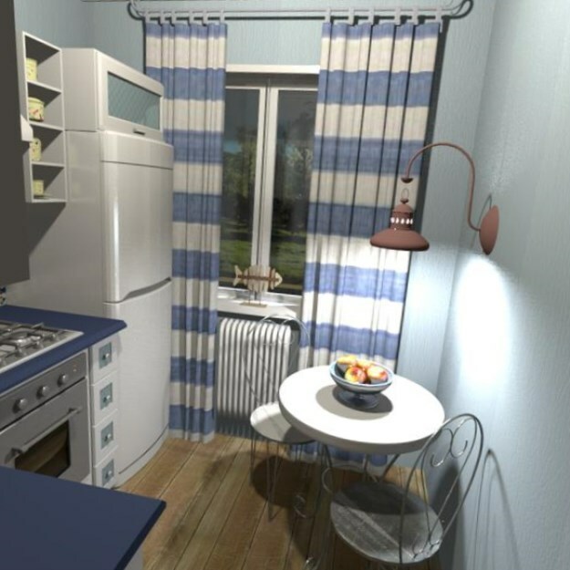 Dizajn kuhinje 6 m2 s hladilnikom