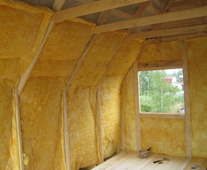 Insulation of a private house with mineral wool