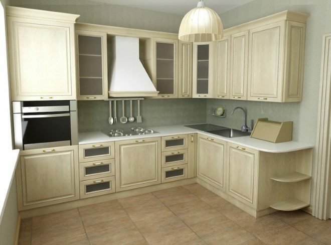 L-shaped kitchen set 