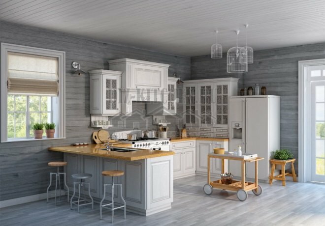 White kitchen Simona Nice from solid wood in Scandinavian style