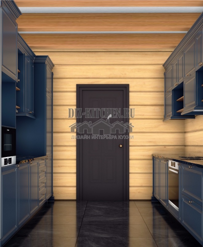 Blue neoclassical kitchen sketch
