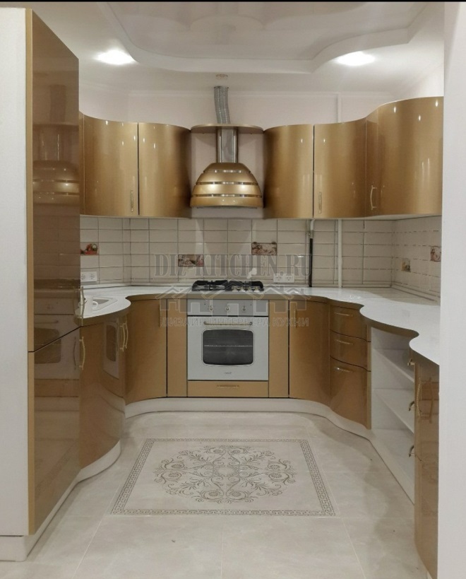 Golden radius kitchen made of MDF