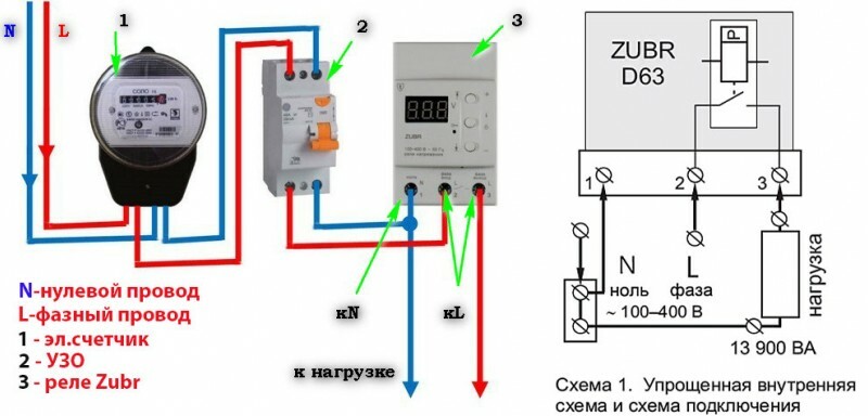 Eenvoudig bedradingsschema voor een eenfasig relais