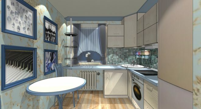 Mažos virtuvės dizaino nuotrauka 6 kv.