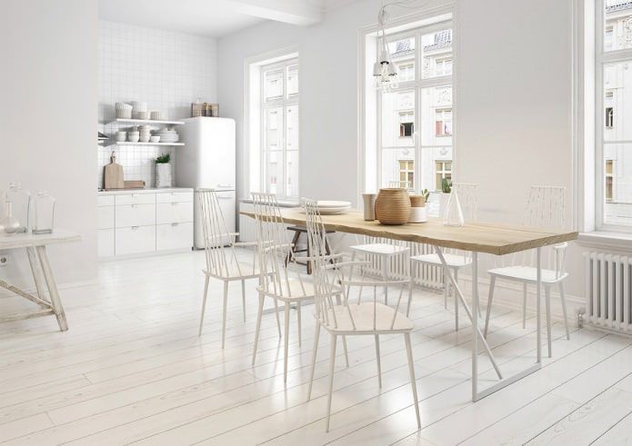 White laminate in the interior: the effect of the color of the floor on the appearance of the room, the pros and cons of a white laminate, for interiors in which style a white laminate is suitable: photo.