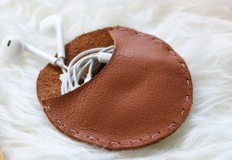 DIY headphone case: from felt in the form of a little animal, from thick fabric with a lock, made of leather.