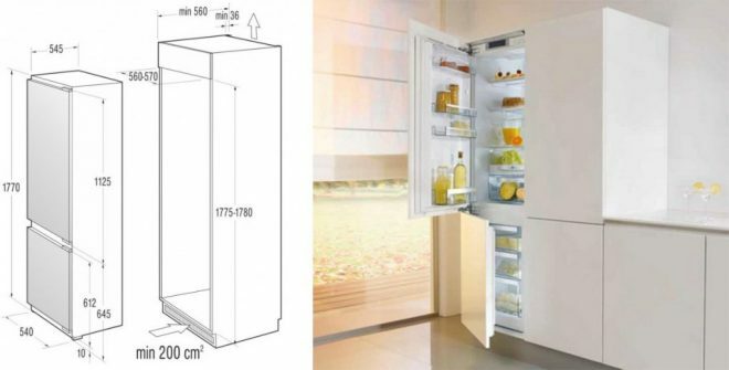 De grootte van de ingebouwde koelkast selecteren